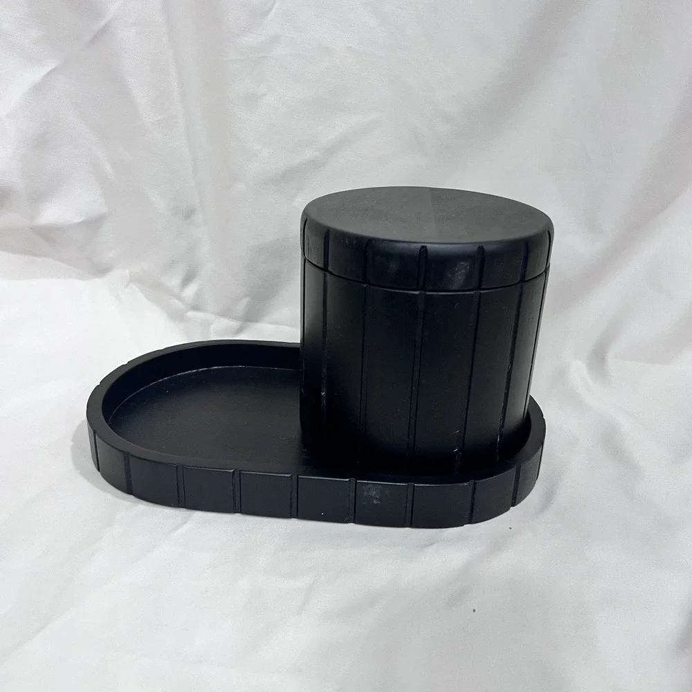 Haven 2 Piece Black Storage Jar and Vanity Tray For your Bathroom / Makeup Table